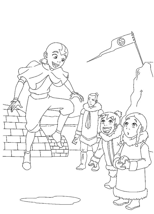 coloriage aang le maitre de l air s envole